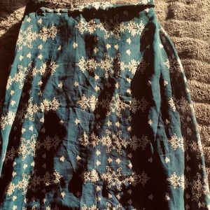 Blue Print Maxi Skirt w/ slit